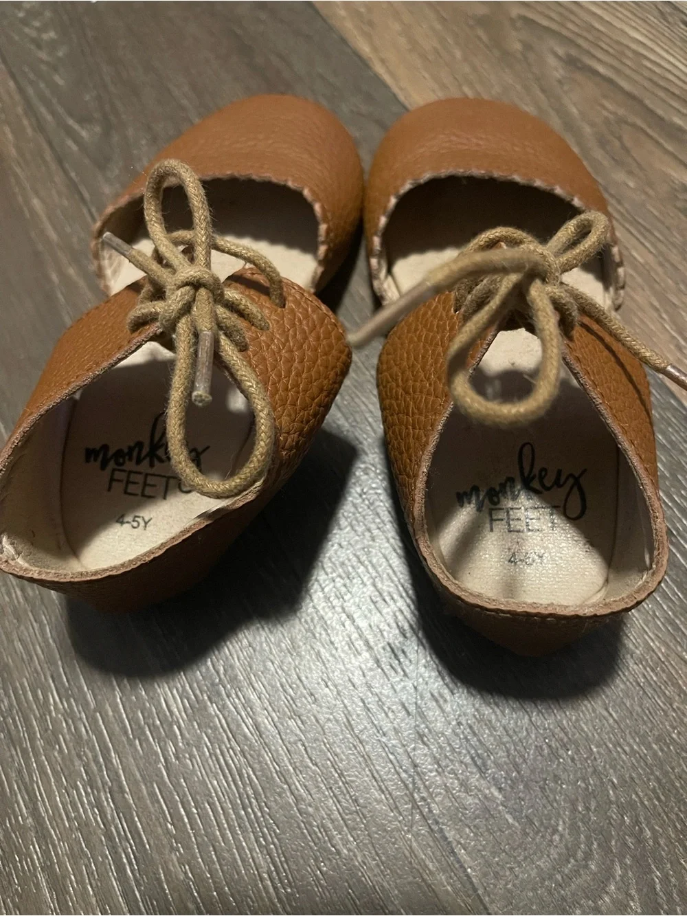 Kids Brown Leather Lace-Up Monkey Feet Sandals